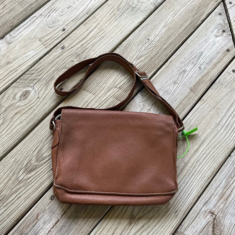 Gucci Vintage Brown Leather Messenger Crossbody Bag Est. 1970's Era - Picture 2 of 15